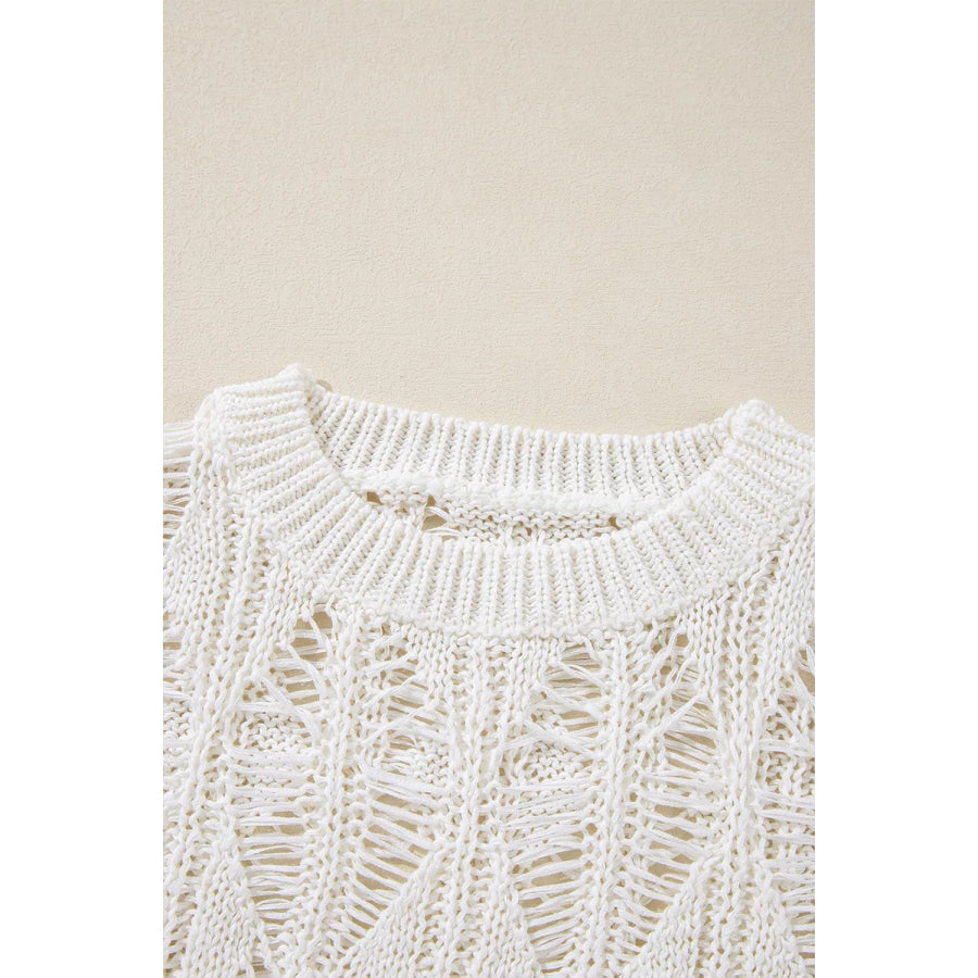 Hollow Out Long Sleeve Knit Cover Up Apparel and Accessories