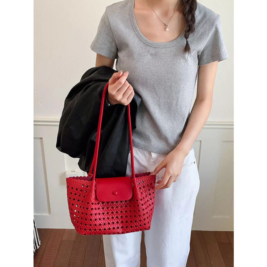 Hollow-Out Shoulder Bag Red / onesize Apparel and Accessories