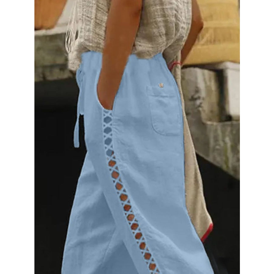 Hollow Out Trim Cropped Pants Apparel and Accessories