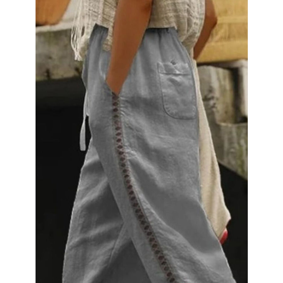 Hollow Out Trim Cropped Pants Apparel and Accessories