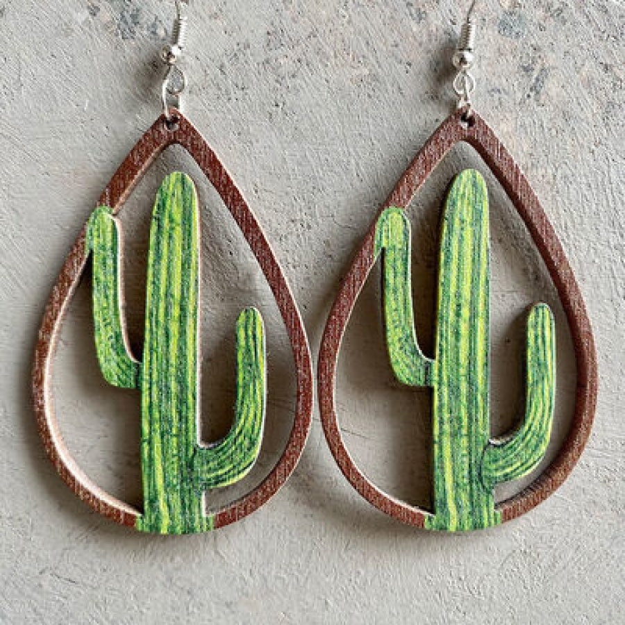 Hollowed Wooden Teardrop Earrings Apparel and Accessories