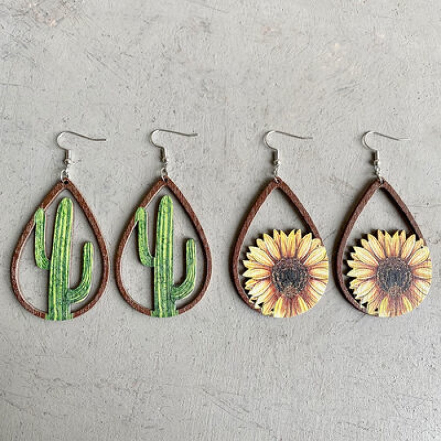 Hollowed Wooden Teardrop Earrings Moss / One Size Apparel and Accessories