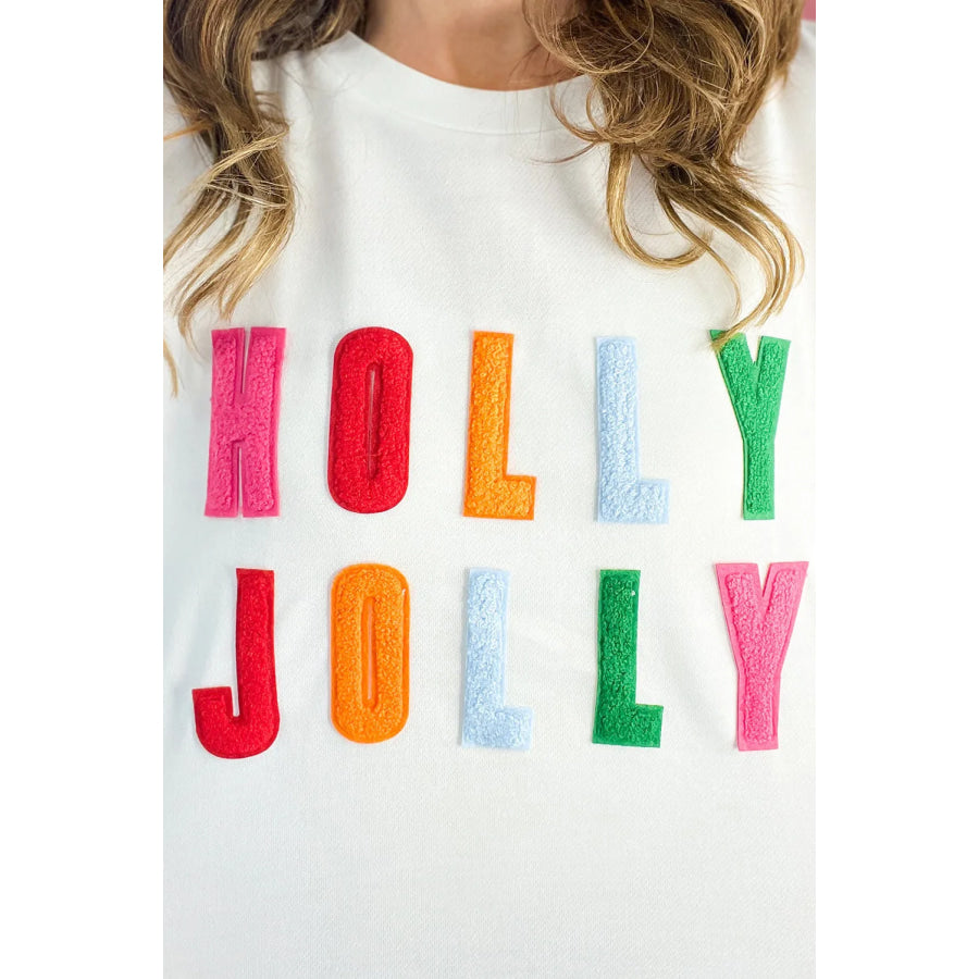 HOLLY JOLLY Round Neck Long Sleeve Top Apparel and Accessories