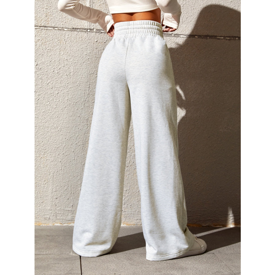 Honey Drawstring Elastic Waist Wide Leg Pants Apparel and Accessories