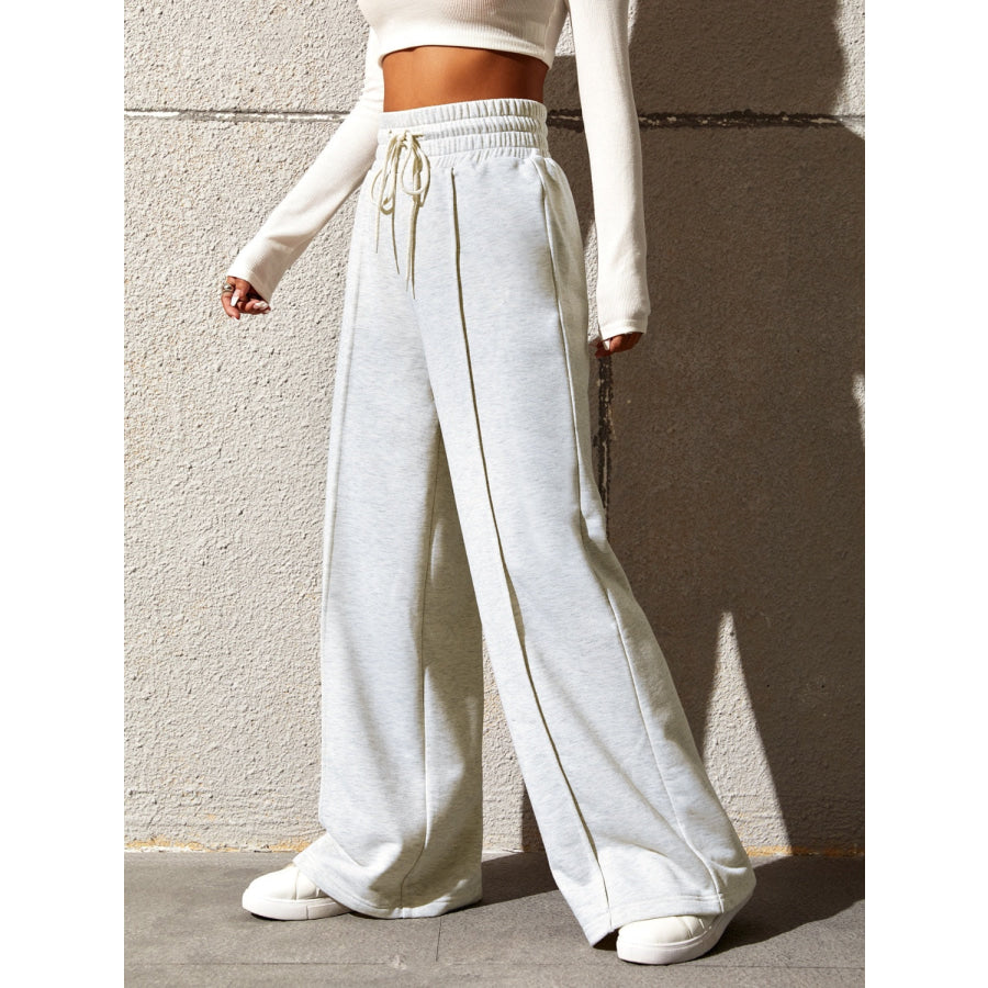 Honey Drawstring Elastic Waist Wide Leg Pants Apparel and Accessories