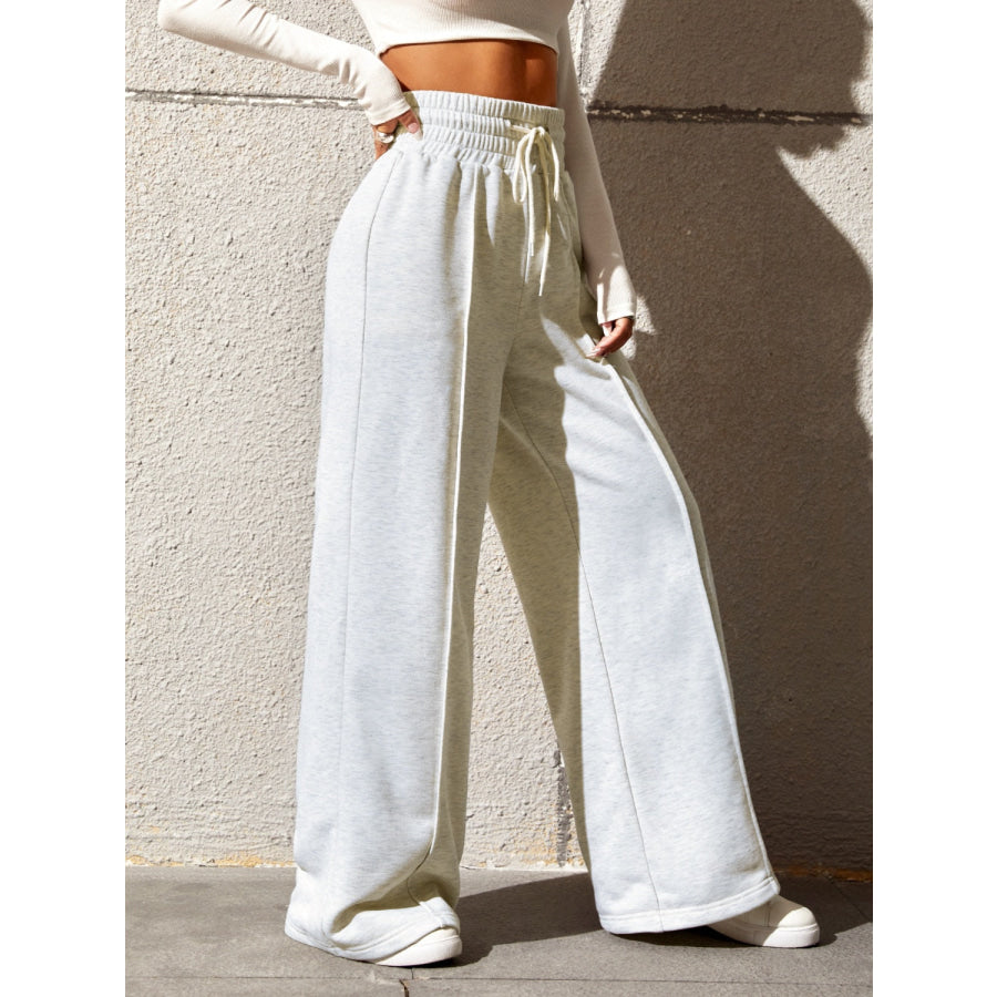 Honey Drawstring Elastic Waist Wide Leg Pants Apparel and Accessories