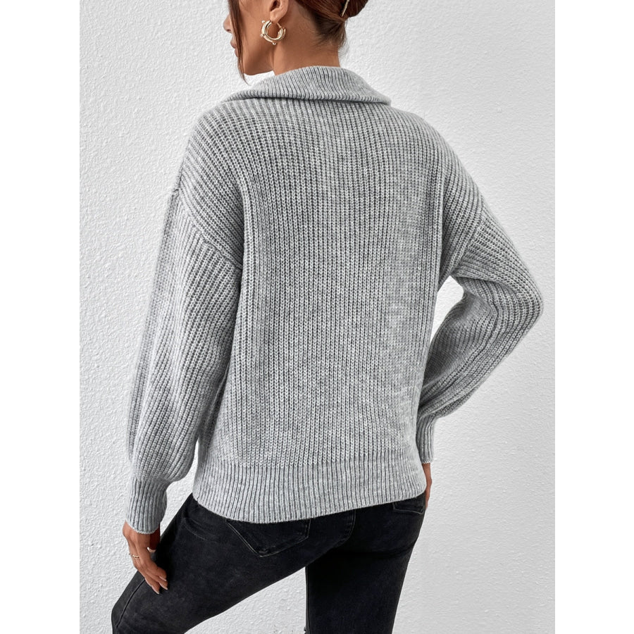 Honey Half Zip Dropped Shoulder Sweater Apparel and Accessories