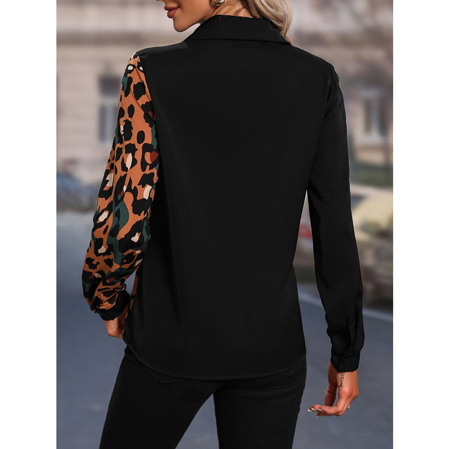 Honey Leopard Long Sleeve Blouse Apparel and Accessories