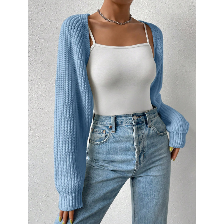 Honey Open Front Long Sleeve Cropped Cardigan Apparel and Accessories