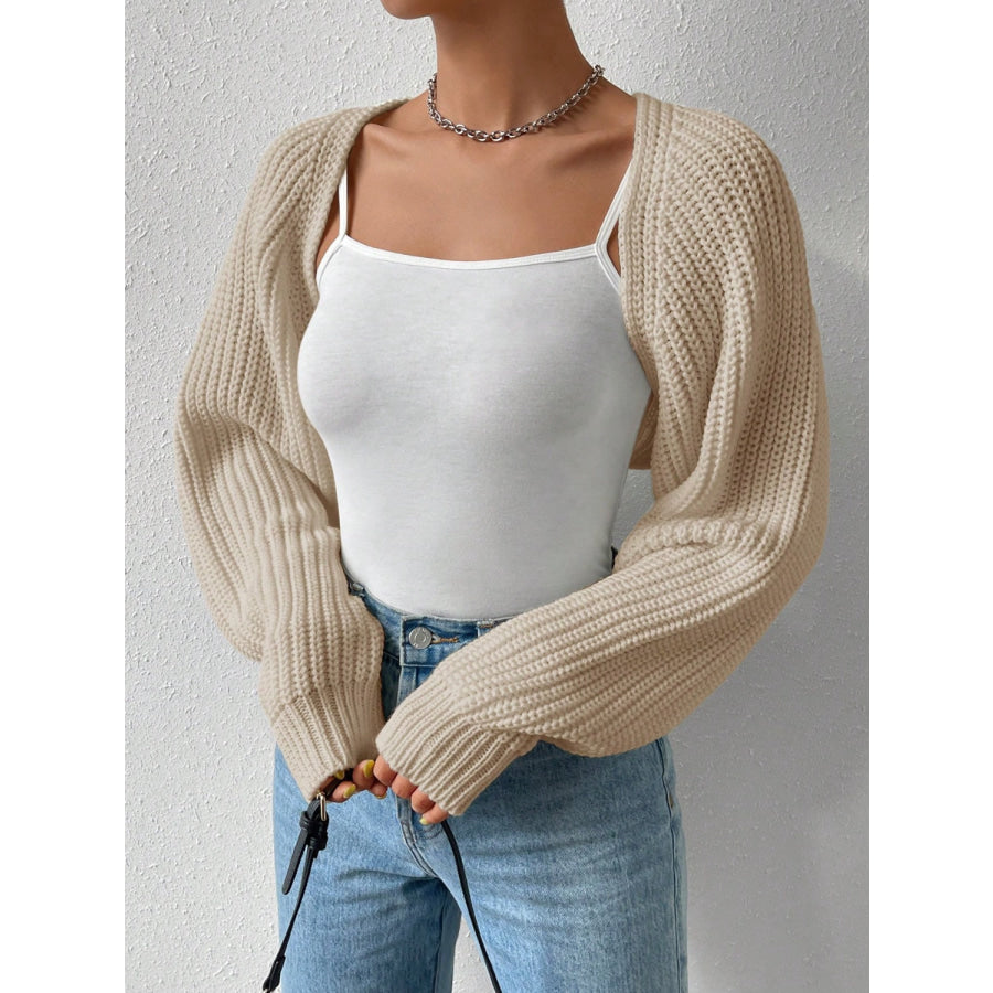 Honey Open Front Long Sleeve Cropped Cardigan Apparel and Accessories