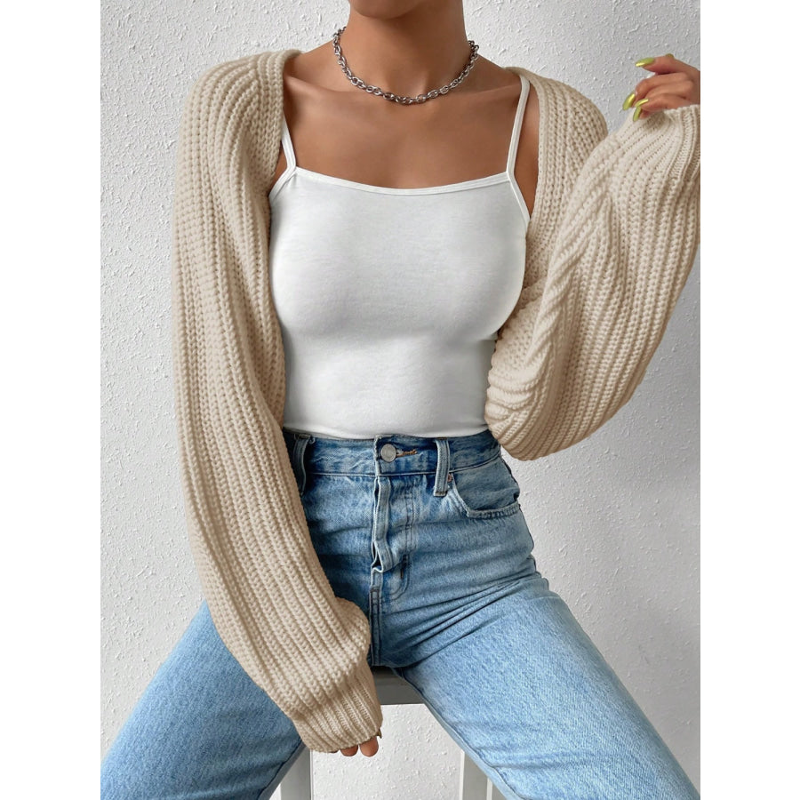 Honey Open Front Long Sleeve Cropped Cardigan Apparel and Accessories