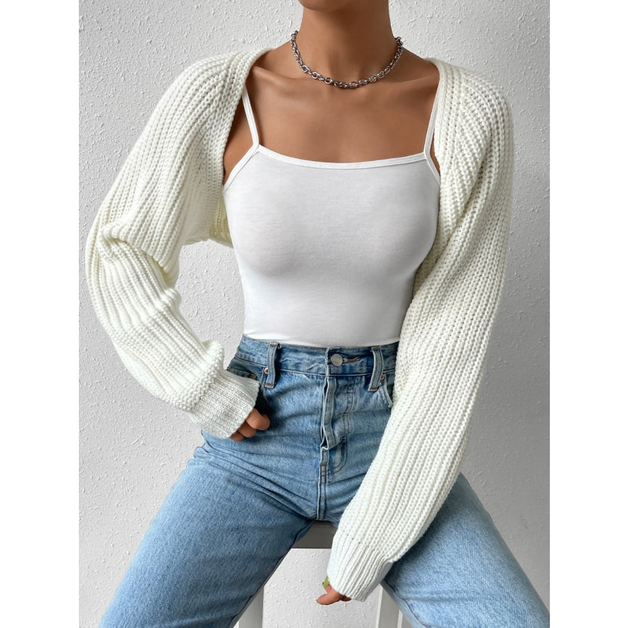 Honey Open Front Long Sleeve Cropped Cardigan Apparel and Accessories