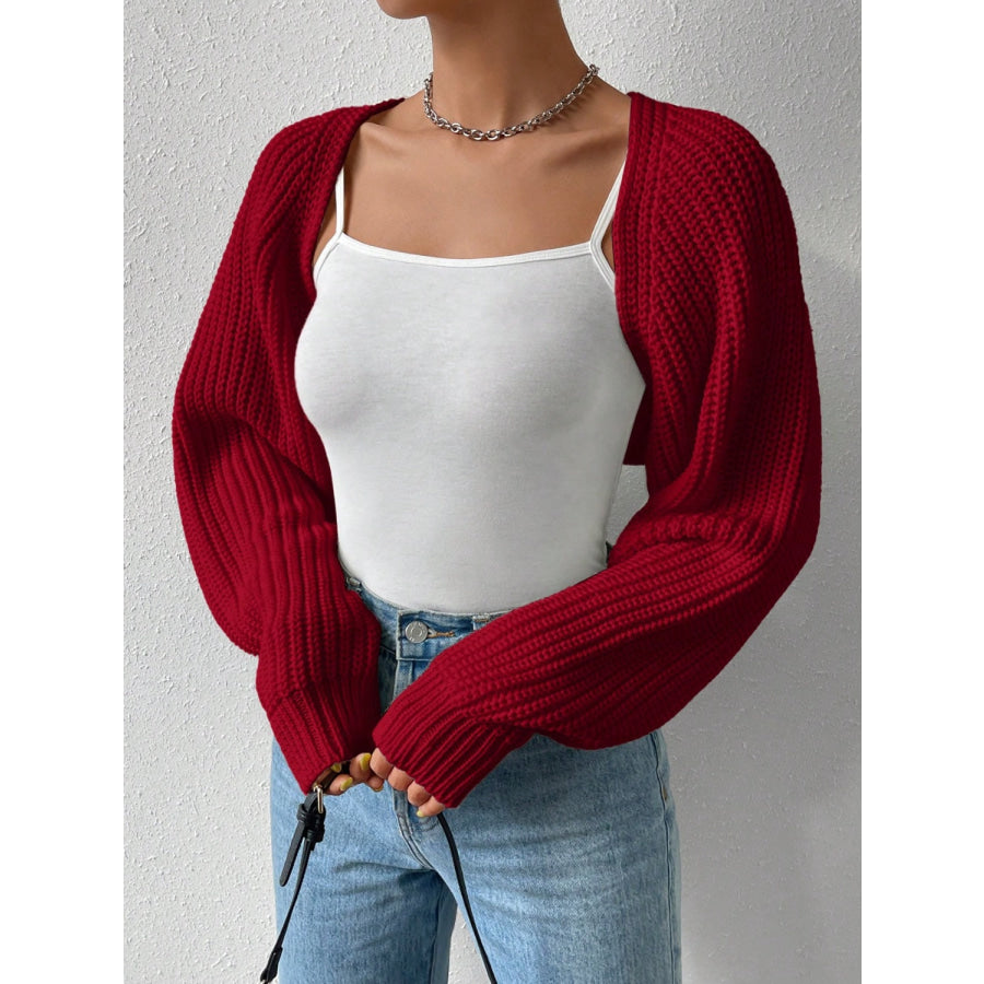 Honey Open Front Long Sleeve Cropped Cardigan Apparel and Accessories