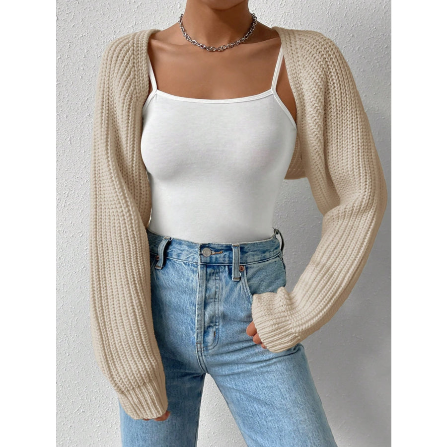 Honey Open Front Long Sleeve Cropped Cardigan Apparel and Accessories