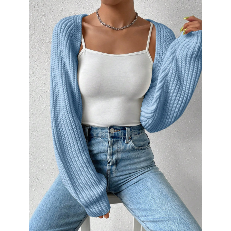 Honey Open Front Long Sleeve Cropped Cardigan Apparel and Accessories