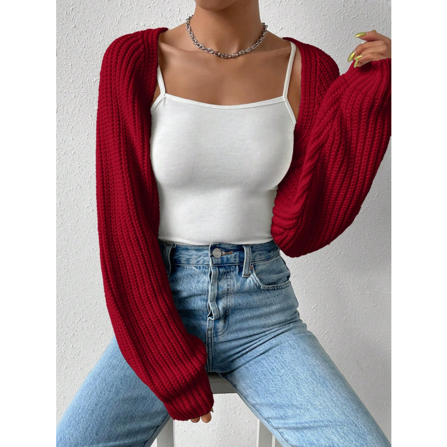 Honey Open Front Long Sleeve Cropped Cardigan Apparel and Accessories