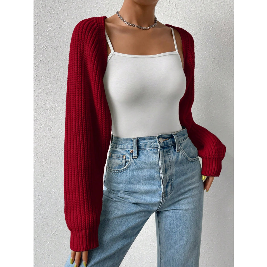 Honey Open Front Long Sleeve Cropped Cardigan Apparel and Accessories