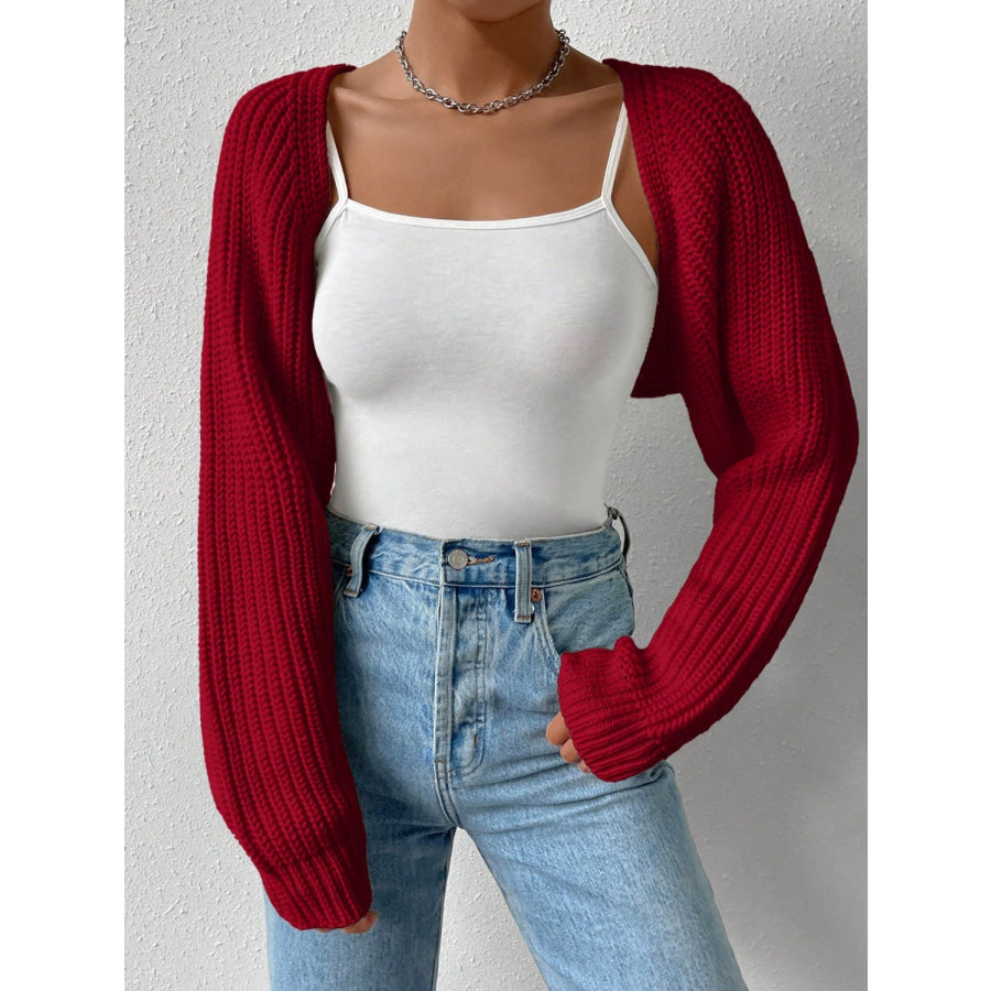 Honey Open Front Long Sleeve Cropped Cardigan Apparel and Accessories