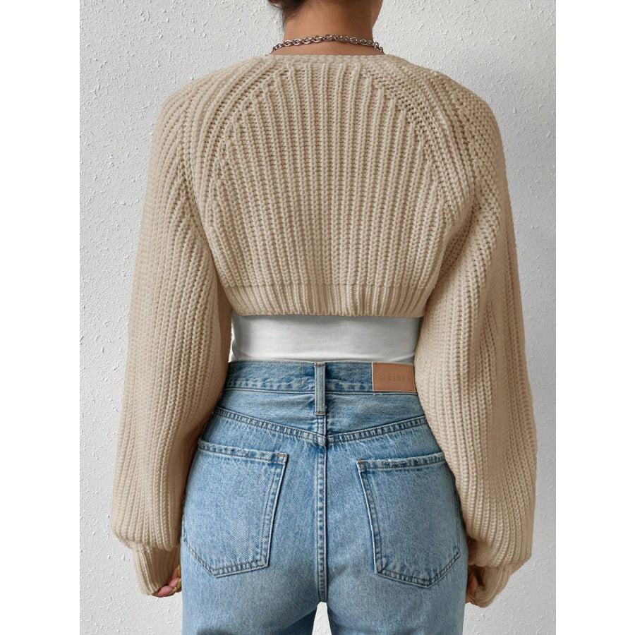 Honey Open Front Long Sleeve Cropped Cardigan Apparel and Accessories