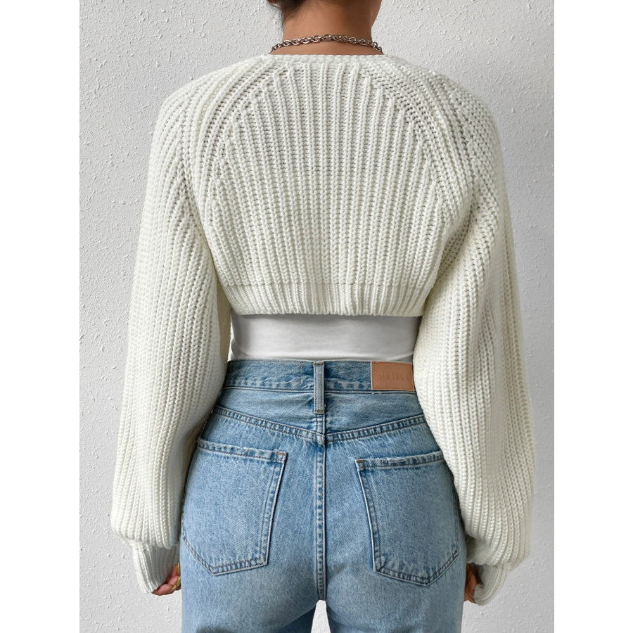 Honey Open Front Long Sleeve Cropped Cardigan Apparel and Accessories