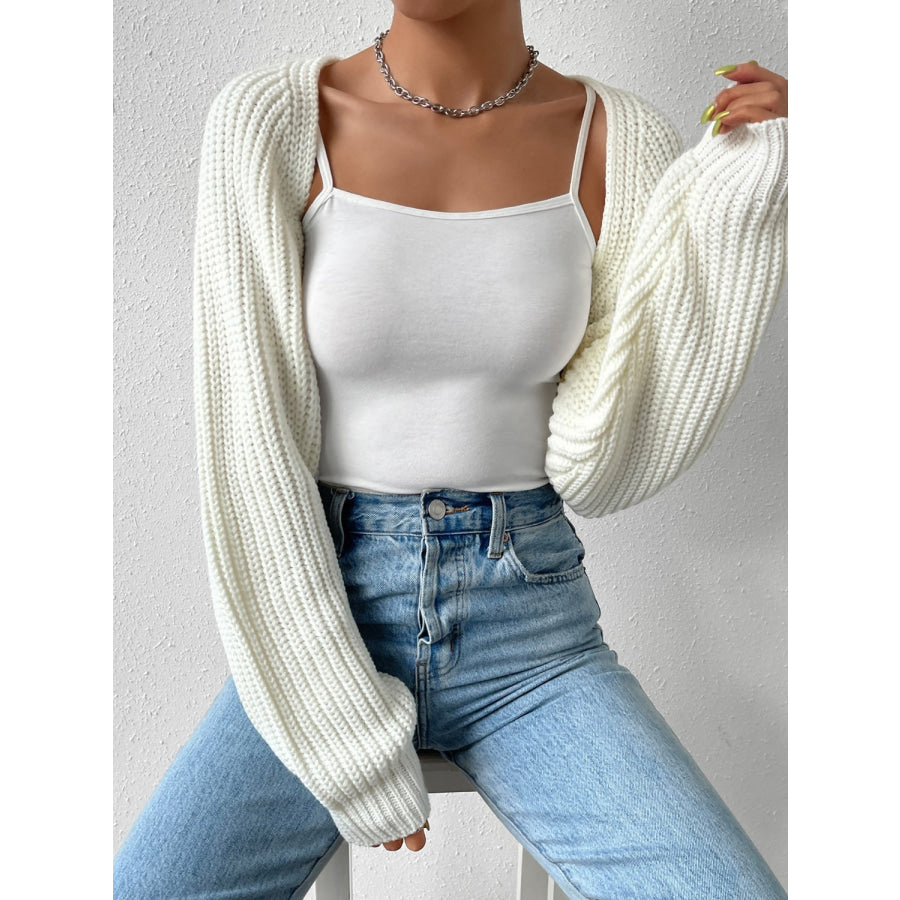 Honey Open Front Long Sleeve Cropped Cardigan Apparel and Accessories