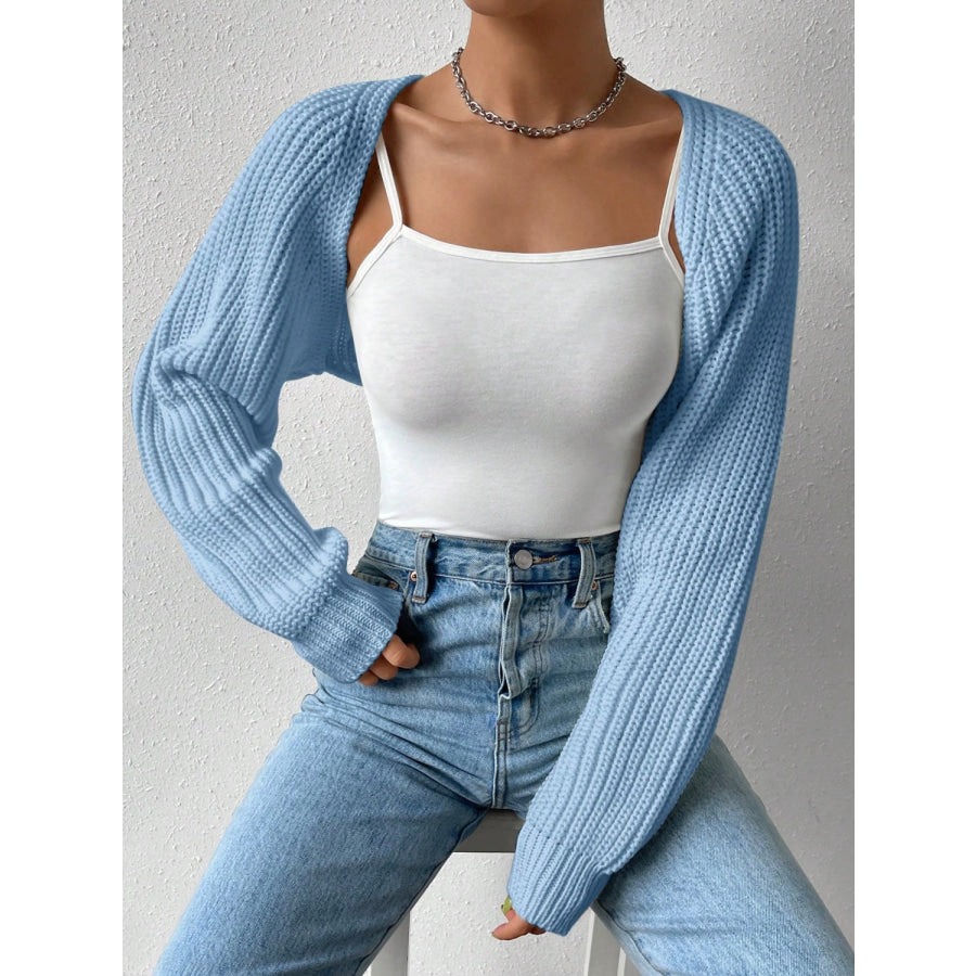 Honey Open Front Long Sleeve Cropped Cardigan Apparel and Accessories