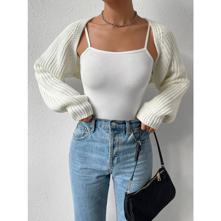 Honey Open Front Long Sleeve Cropped Cardigan White / S Apparel and Accessories