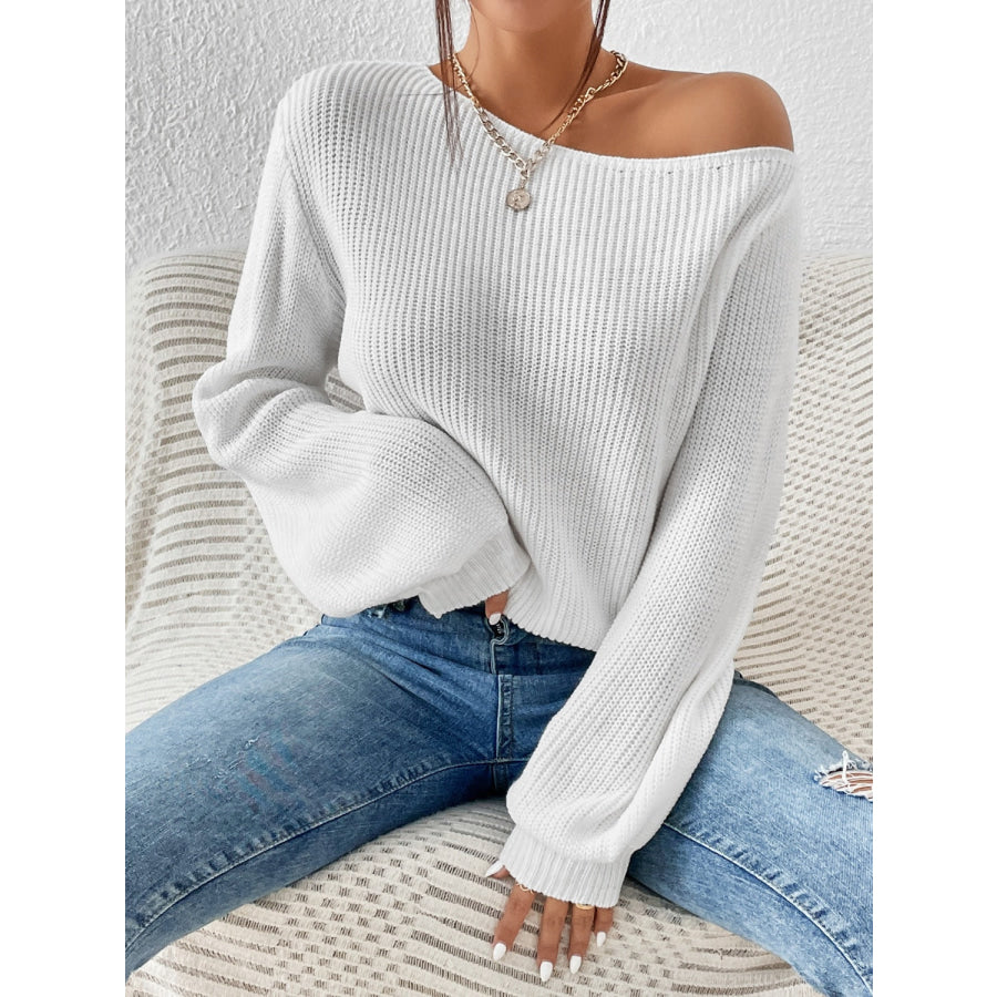 Honey Single Shoulder Long Sleeve Sweater Apparel and Accessories