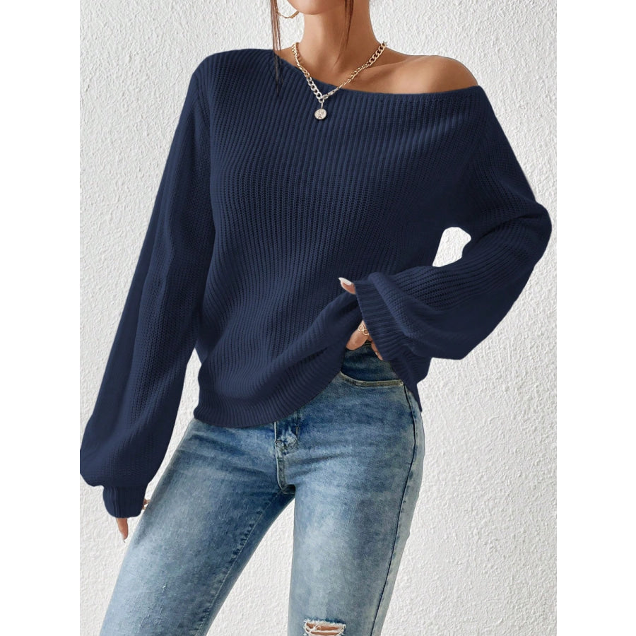 Honey Single Shoulder Long Sleeve Sweater Apparel and Accessories