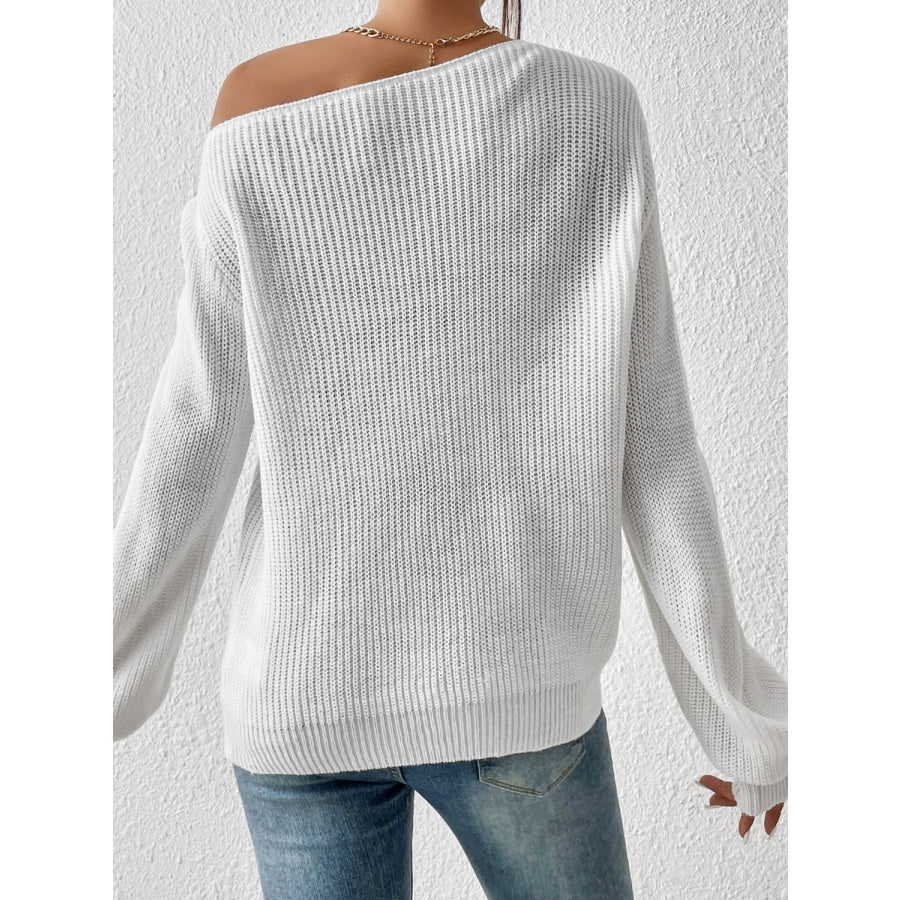 Honey Single Shoulder Long Sleeve Sweater Apparel and Accessories