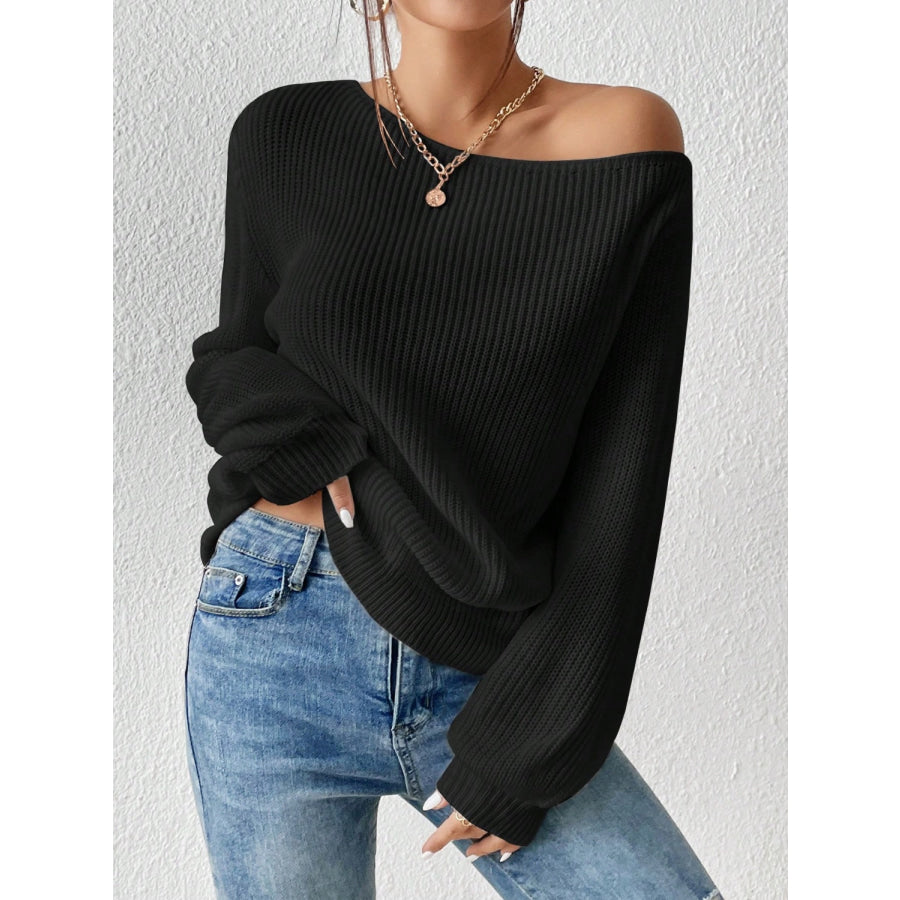 Honey Single Shoulder Long Sleeve Sweater Apparel and Accessories