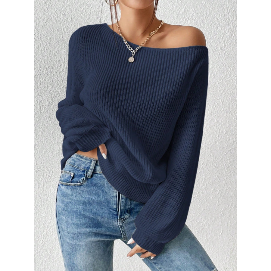 Honey Single Shoulder Long Sleeve Sweater Apparel and Accessories