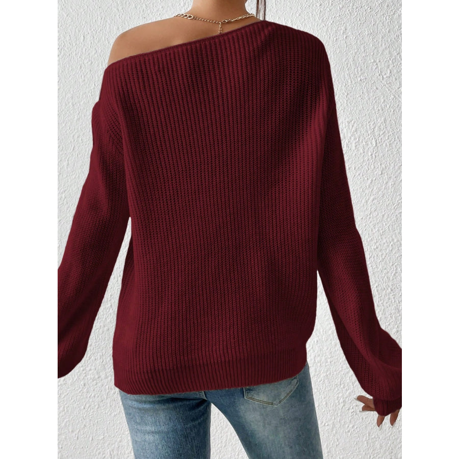 Honey Single Shoulder Long Sleeve Sweater Apparel and Accessories