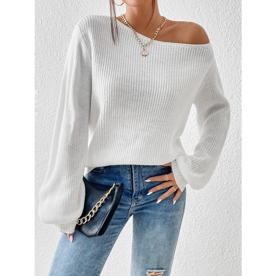 Honey Single Shoulder Long Sleeve Sweater Apparel and Accessories