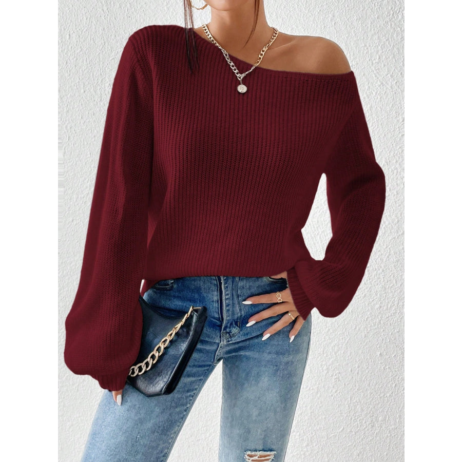 Honey Single Shoulder Long Sleeve Sweater Apparel and Accessories