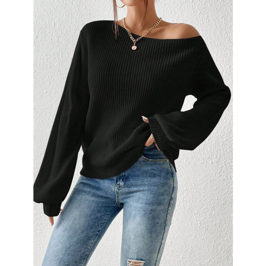 Honey Single Shoulder Long Sleeve Sweater Apparel and Accessories