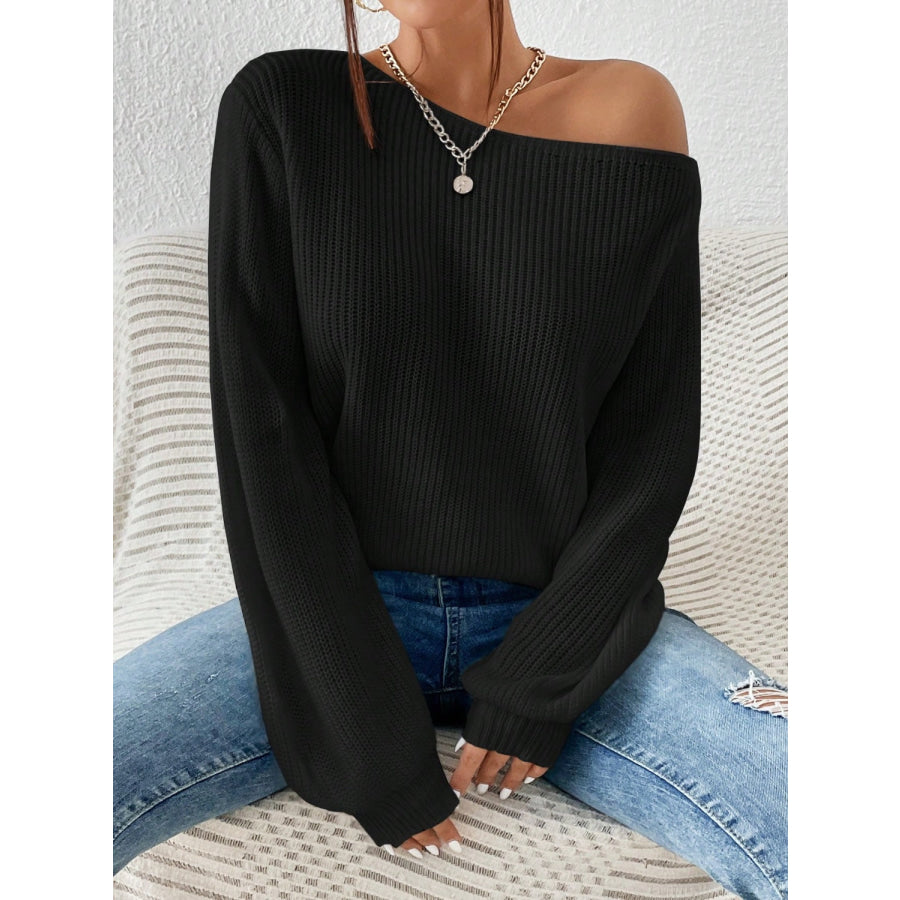 Honey Single Shoulder Long Sleeve Sweater Apparel and Accessories