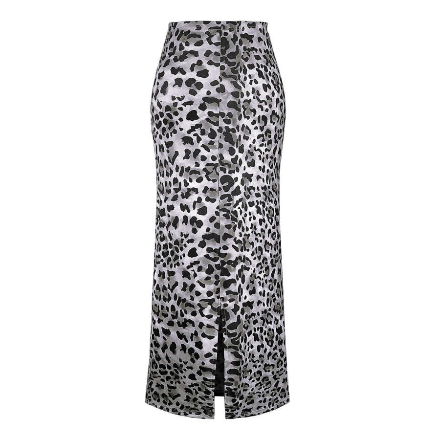 Honey Slit Leopard Midi Skirt Apparel and Accessories