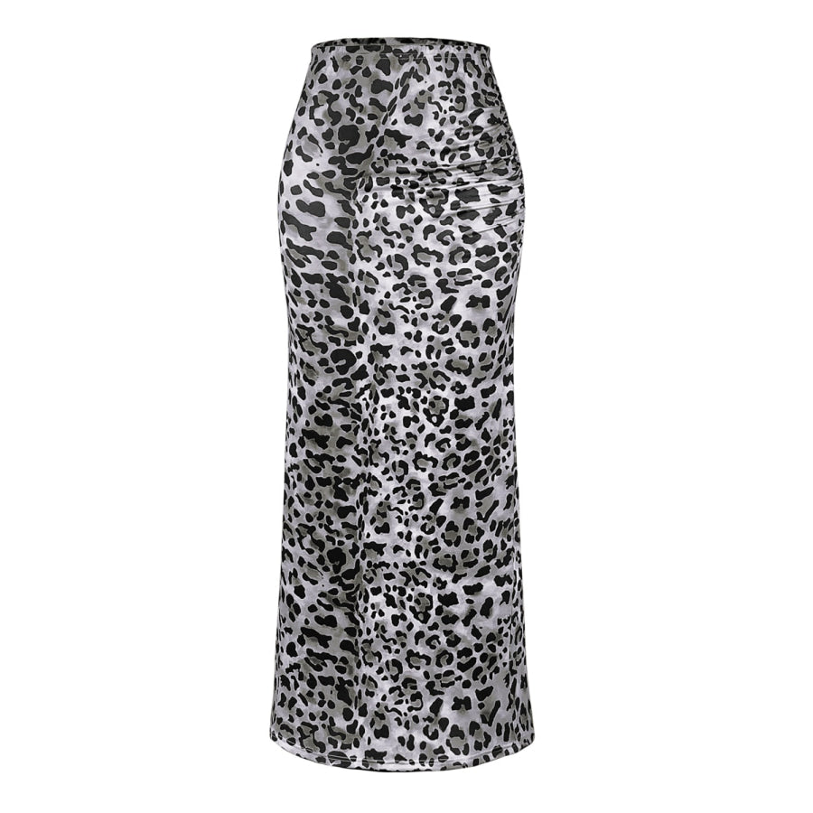 Honey Slit Leopard Midi Skirt Apparel and Accessories