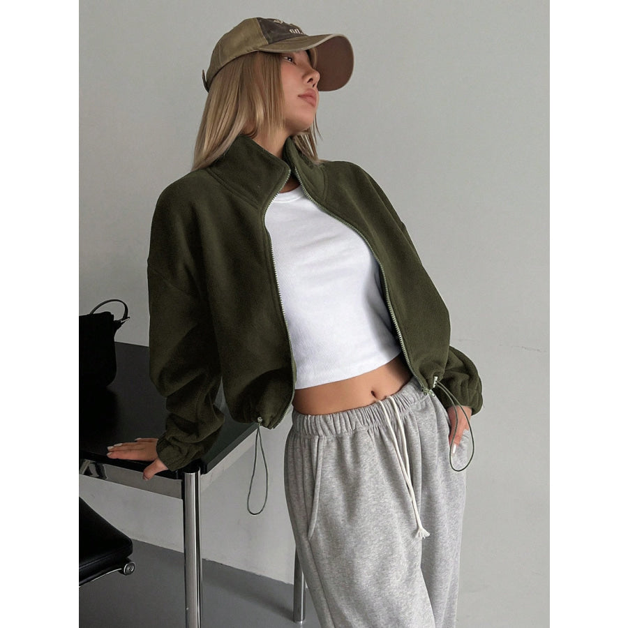 Honey Zip Up Long Sleeve Cropped Jacket Apparel and Accessories