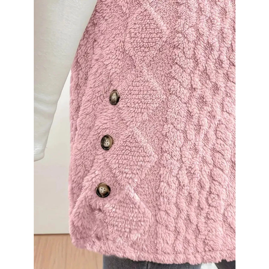Hooded Button-Up Sherpa Vest Coat Apparel and Accessories