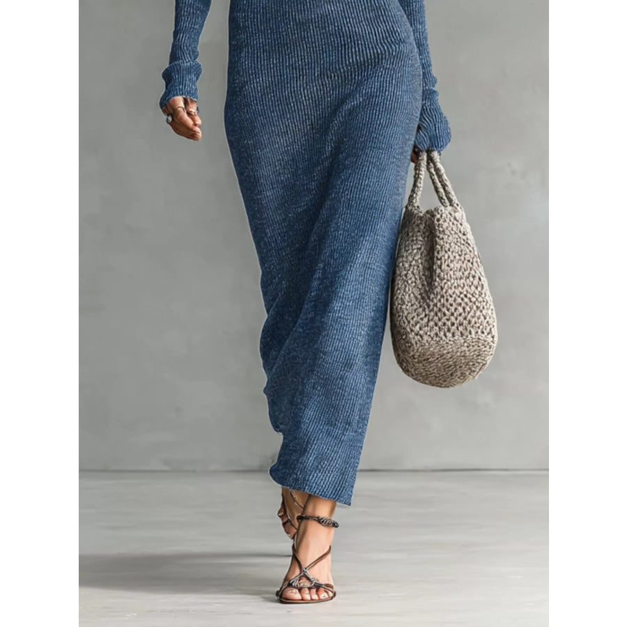 Hooded Knit Maxi Dress with Button-Up Placket and Chest Pockets Apparel and Accessories