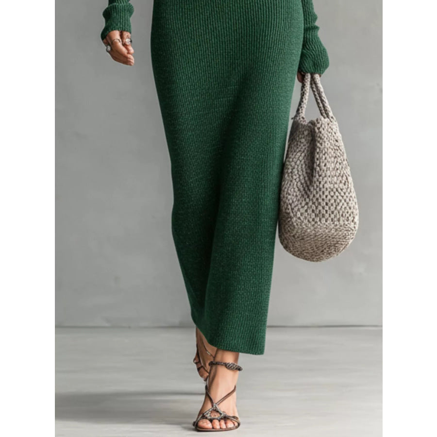 Hooded Knit Maxi Dress with Button-Up Placket and Chest Pockets Apparel and Accessories