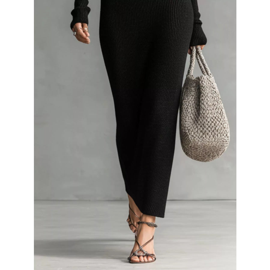 Hooded Knit Maxi Dress with Button-Up Placket and Chest Pockets Apparel and Accessories