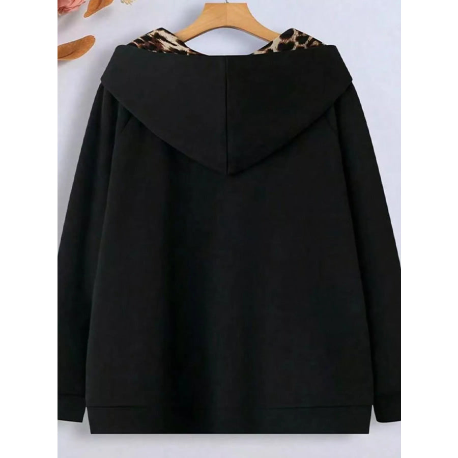 Hooded Leopard Lined Zip-Up Outerwear Apparel and Accessories