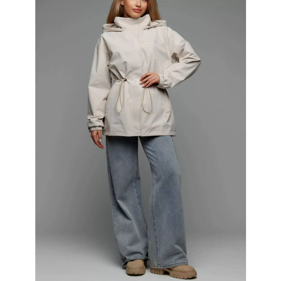 Hooded Windbreaker Jacket with Drawstring Waist 154m Colors / S Apparel and Accessories