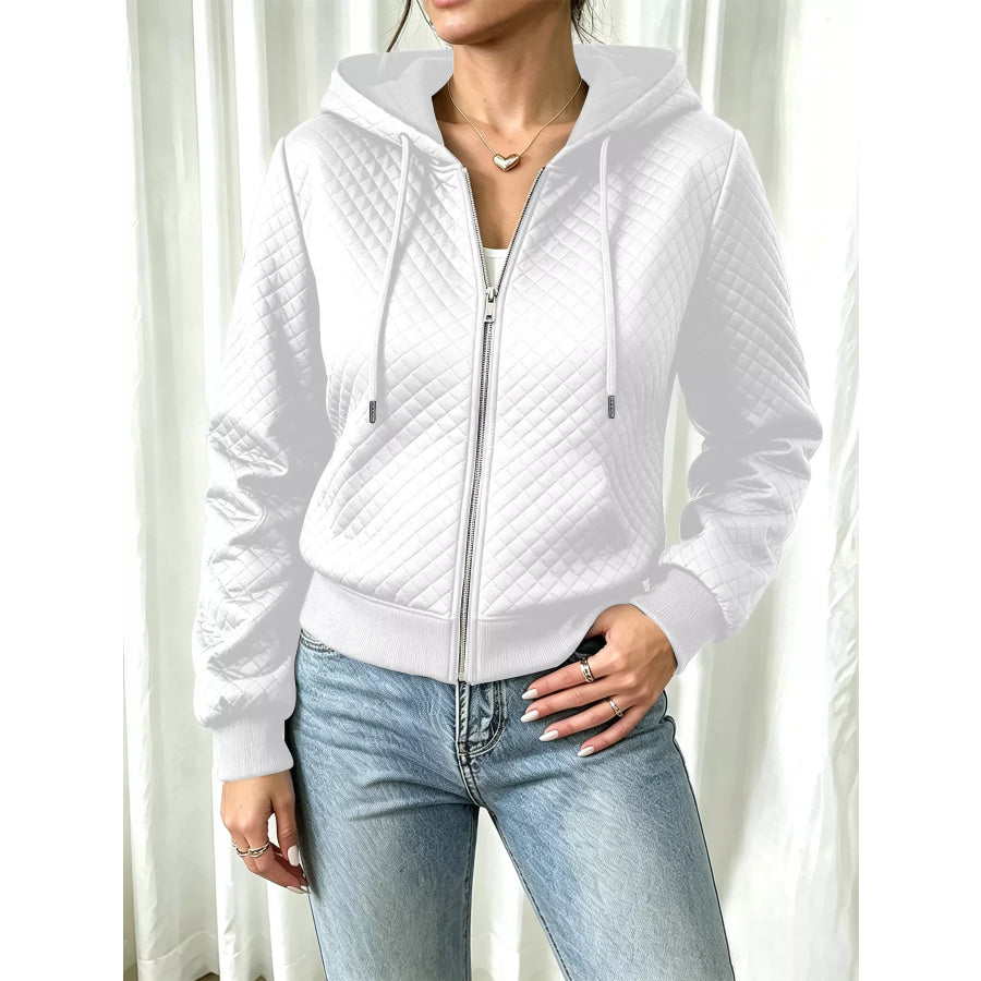 Hooded Zip-Up Texture Jacket Apparel and Accessories