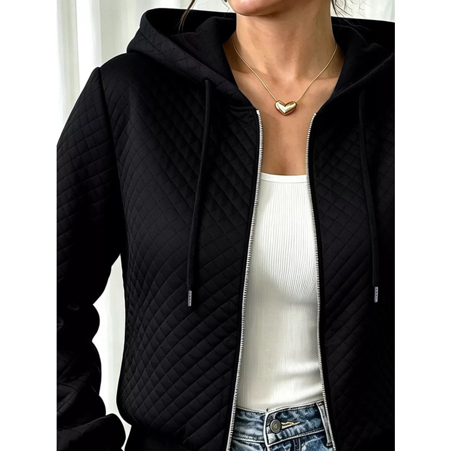 Hooded Zip-Up Texture Jacket Apparel and Accessories