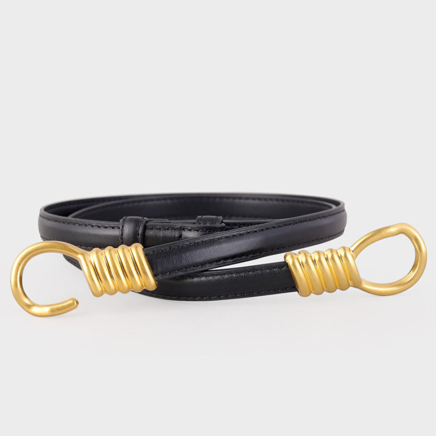 Hook Buckle Skinny Belt Black / One Size Apparel and Accessories