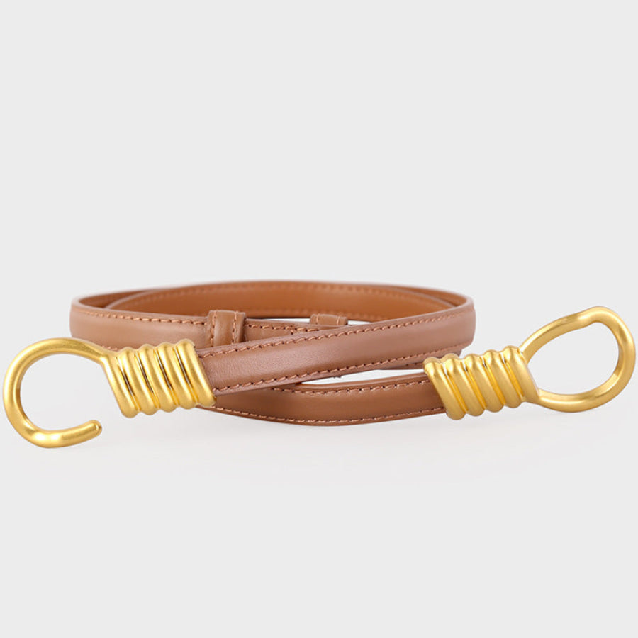 Hook Buckle Skinny Belt Caramel / One Size Apparel and Accessories